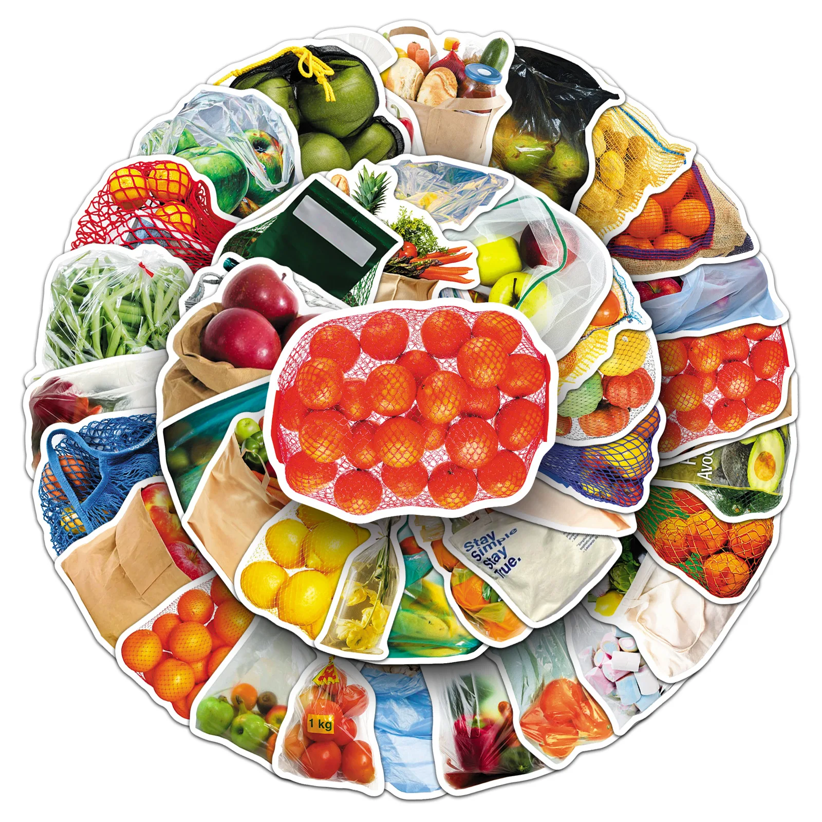 50 pezzi di cibo insaccato adesivi stile Instagram decorazione di frutta e verdura custodia per telefono portatile adesivi impermeabili per chitarra giocattolo per bambini