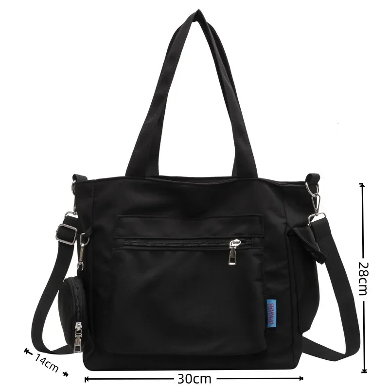 Simplicity Oxford Canvas Composite Shoulder Bag Solid Color Versatile Lazy Style Crossbody Bag Large Capacity Commuter Tote Bag