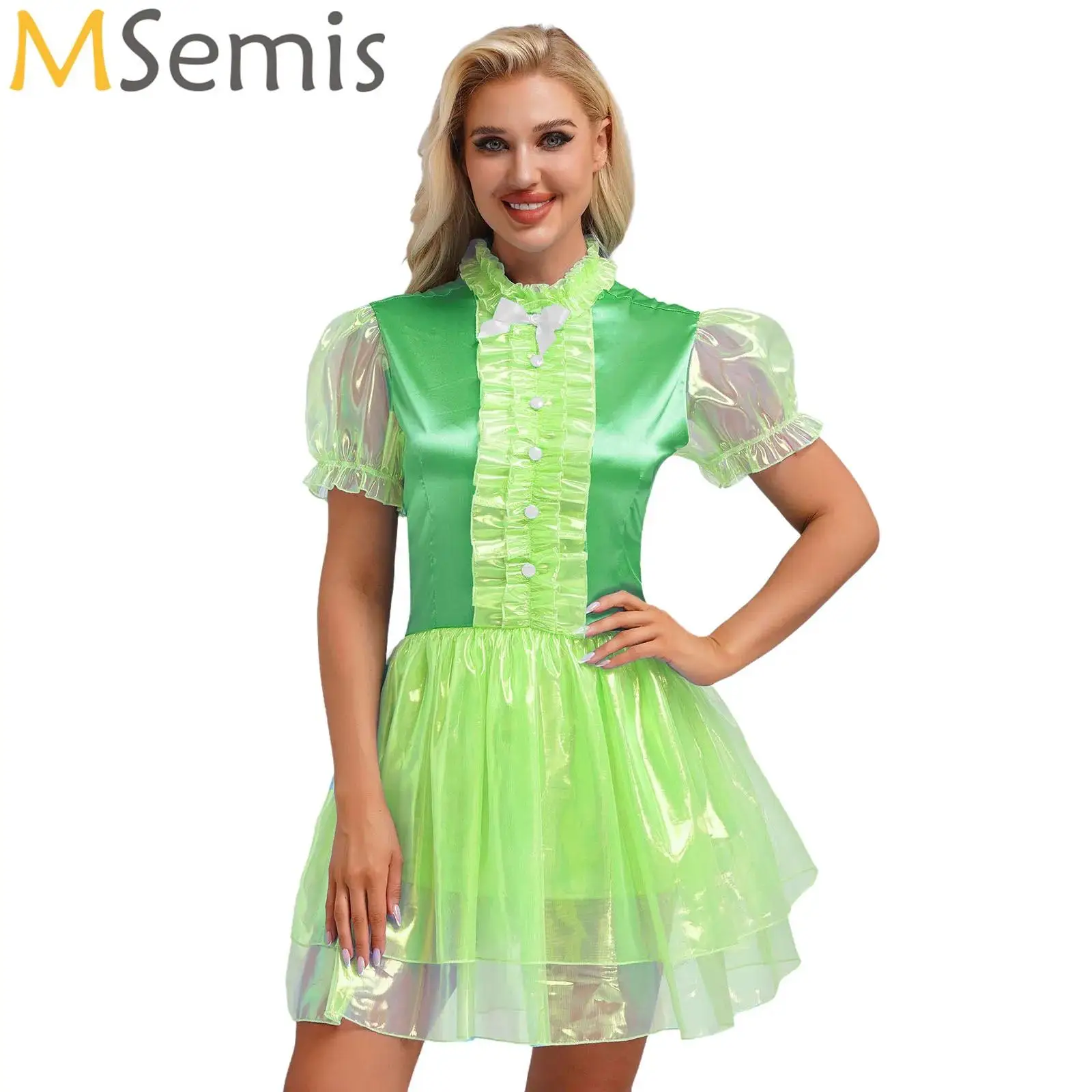 

Halloween Maid Costumes for Women's Sexy Lolita Cosplay Lingerie French Anime Maid Dress Cute Sparkly Ruffled Tiered Dress