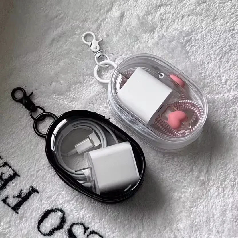 Mini Charging Cable Storage Bag Clear Makeup Bag Cable Organizer Box Mobile Phone Charger Portable Headphone Storage Pouch