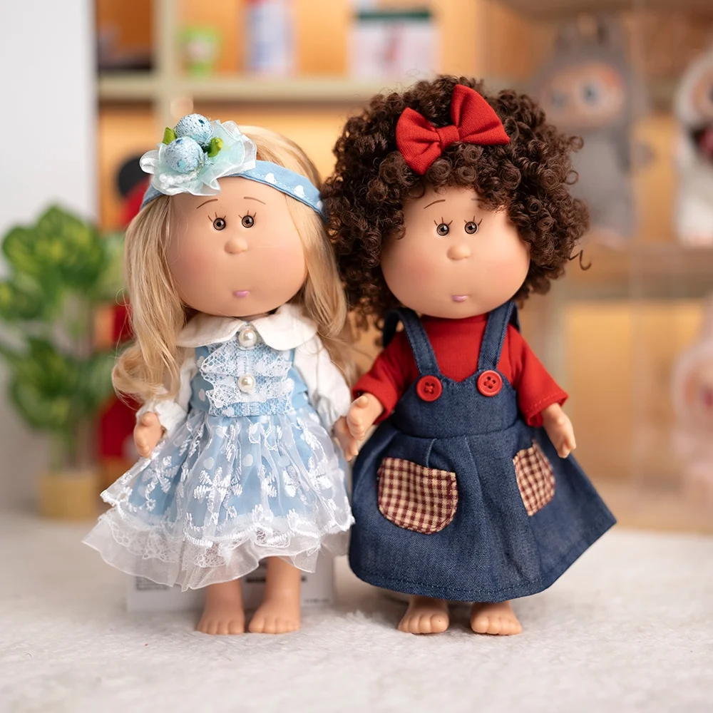 

Doll Accessories For 24cm Spanish Potato Doll Handmade Blue Lace Dress Red Bow Suspender Skirt Clothes Outfits Girls Kids Gift