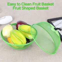 Mesh Fruit Basket with Lid Large Capacity Prevent Fly Stainless Steel Kitchen Drain Basket Vegetables Fruit Holder