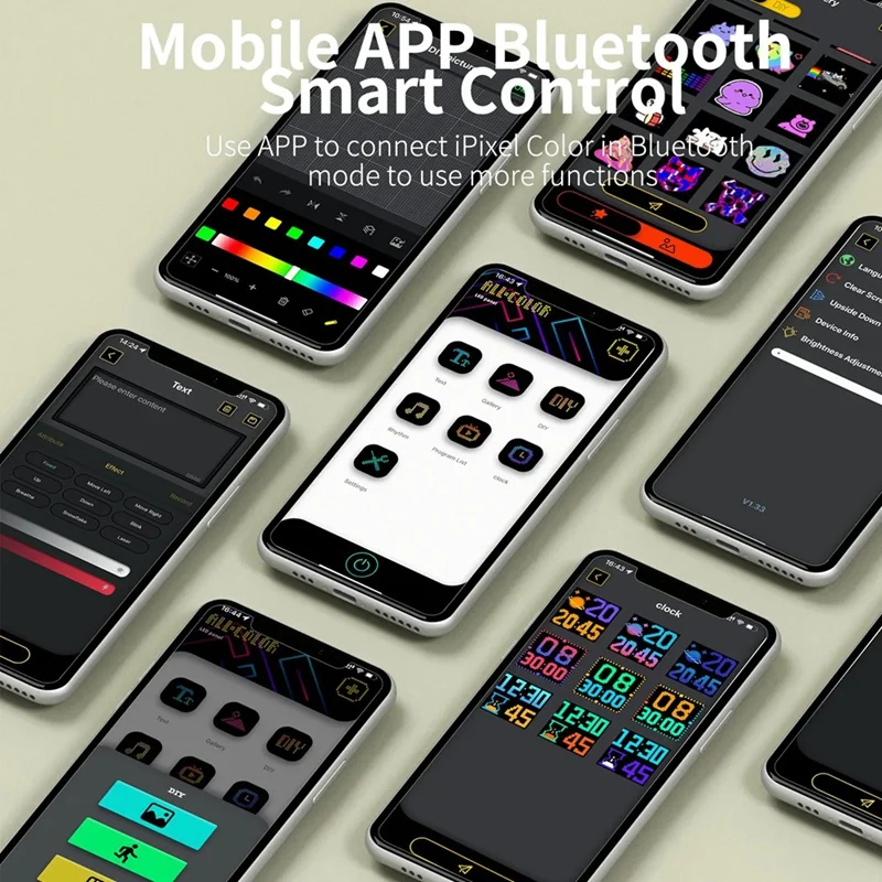 CJSD-DIY RGB Smart LED Pixel Lampada da pannello 32X 32 USB Graffiti Bluetooth App di controllo per la decorazione della stanza di casa Schermo di testo Display per auto