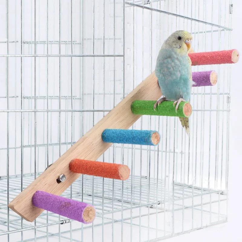 

4/6/8 Step Bird Climbing Ladder Parrot Toy Ladder Bird Interaction Fun Climbing Toys Wooden Exercise Rack Parrot bird toys