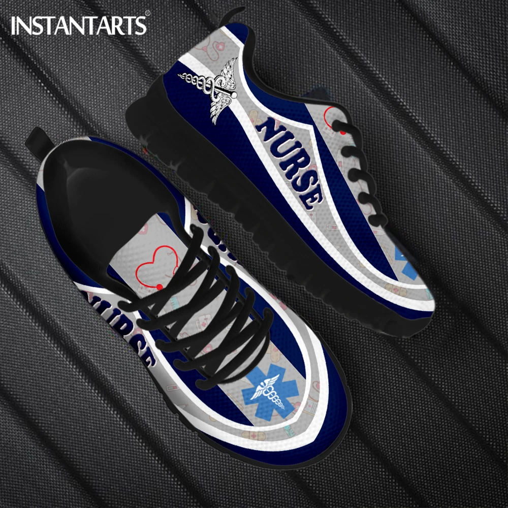 INSTANTARTS EMT Sneakers Gym Running Shoes for Women Blue Color Design EMT EMS Paramedic Print Adults Fashion Sports Chaussures