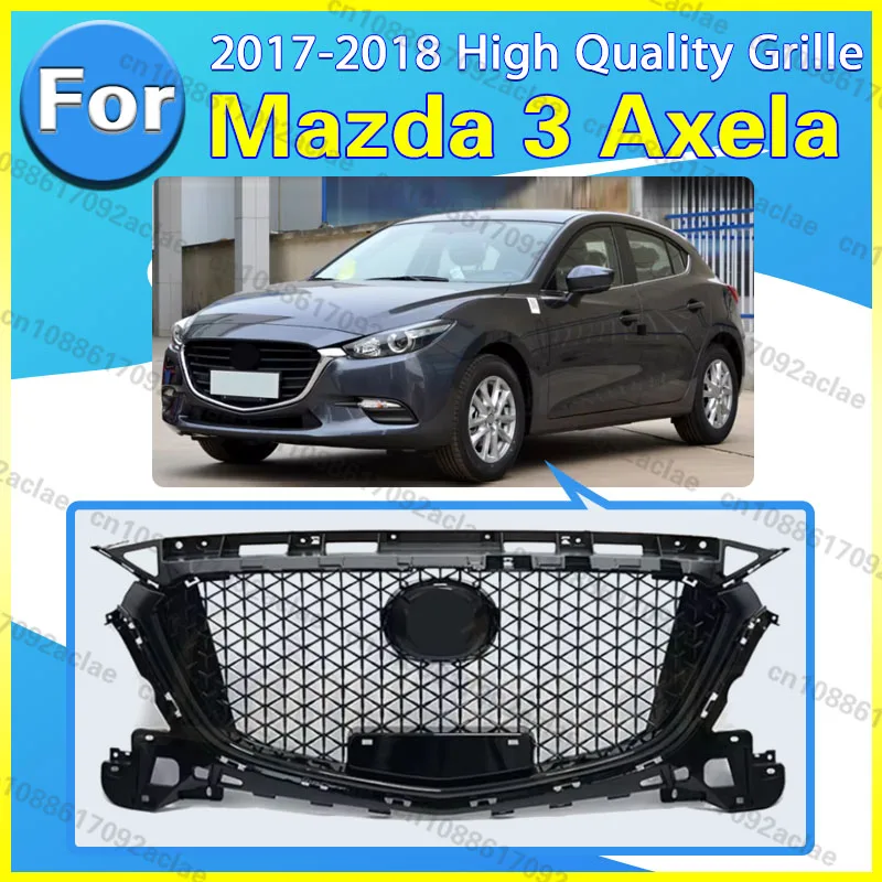 Para Mazda 3 Axela 2017-2019: Parrilla delantera estilo panal, rejillas superiores de entrada de aire de competición, malla de radiador, protector de kit de carrocería