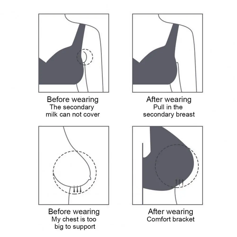 Women Bra Push Up Anti-snagging Wireless Padded Soft Breathable Adjustable Strap Striped Texture Mother Breast Support Brassiere