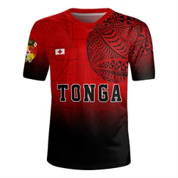 Harajuku 3D Tonga Rugby-Jersey Print V Neck T Shirt The Kingdom Of Tonga Emblem Graphic V neck T-shirts Mens Clothing Tee Shirts