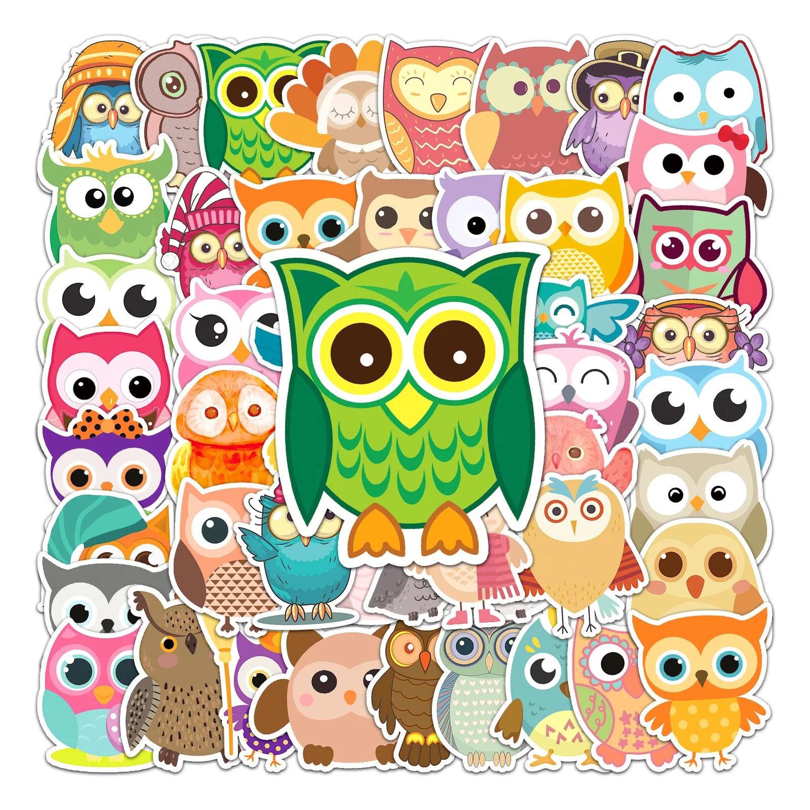 

50Pcs owl graffiti DIY cartoon personality Decoratio phone Luggage Laptop Guitar Bike Skateboard helmet Kid Toy waterpro sticker