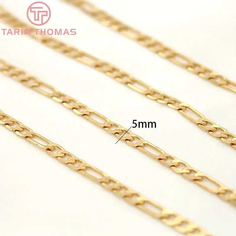 (6188)1 Meter Width 5MM 24K Gold Color Brass Bracelet Chains Necklace Chains High Quality Jewelry Findings Accessories Wholesale