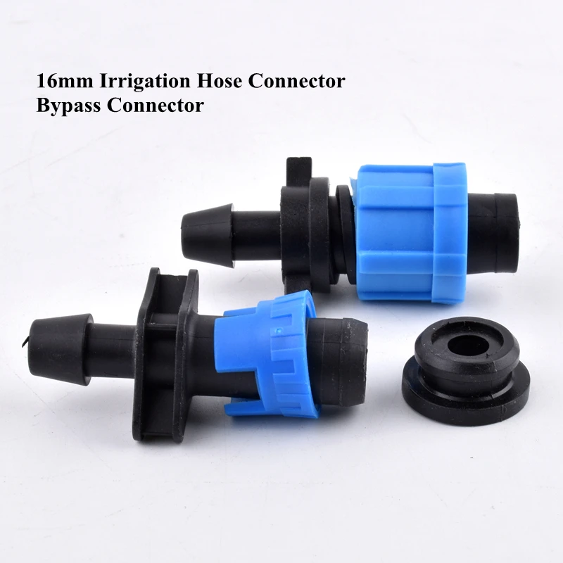 16mm Irrigation Hose Connector Quick Bypass Joint With Washer Labyrinth Belt Drip Irrigation Belt Garden Water Pipe Connector