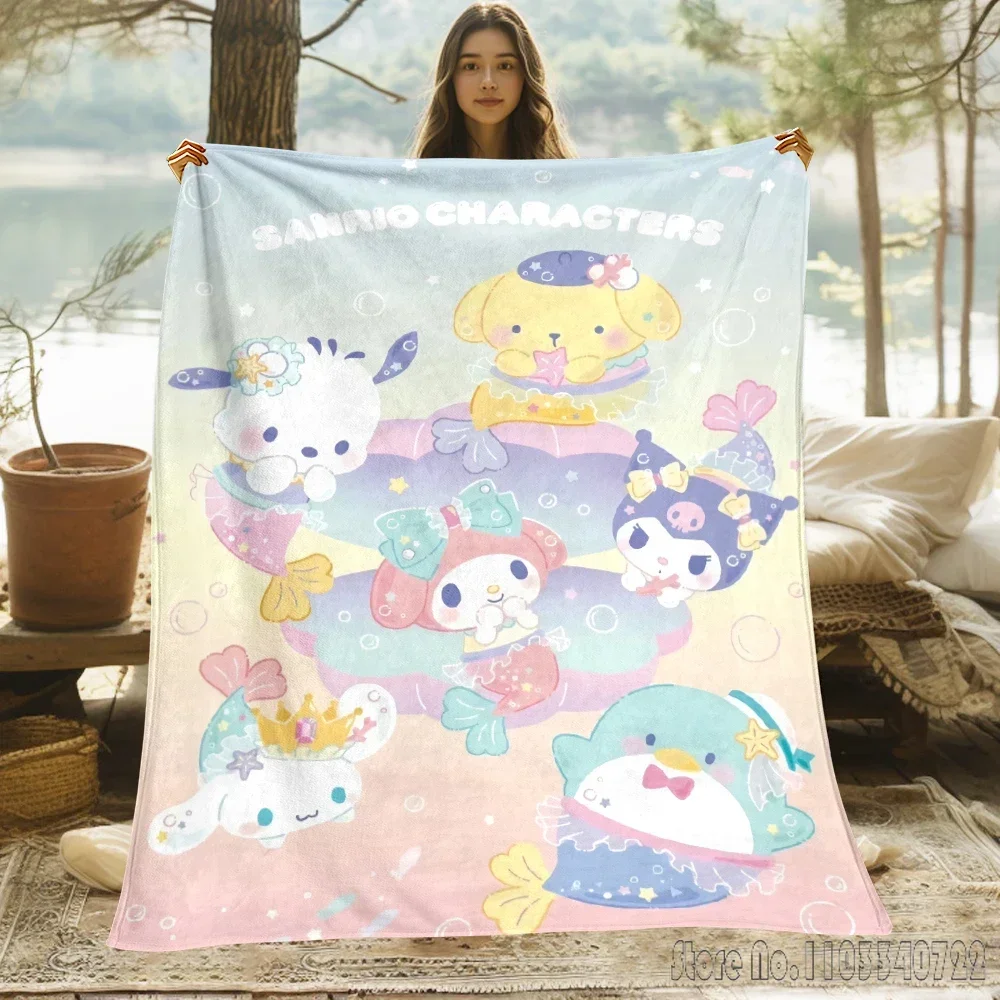 Sanurgente Kuromi Melody Hello Kitty Blanket, Couvertures fines, Utilisé pour canapés, lits, salons, pique-niques de voyage, cadeaux