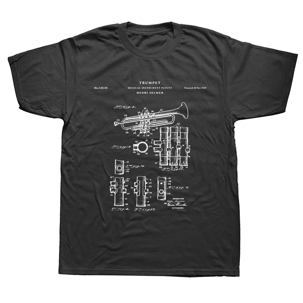 

Trumpet Patent Music T Shirts Graphic Cotton Streetwear Short Sleeve Birthday Gifts Summer Style T-shirt Mens ClothingF