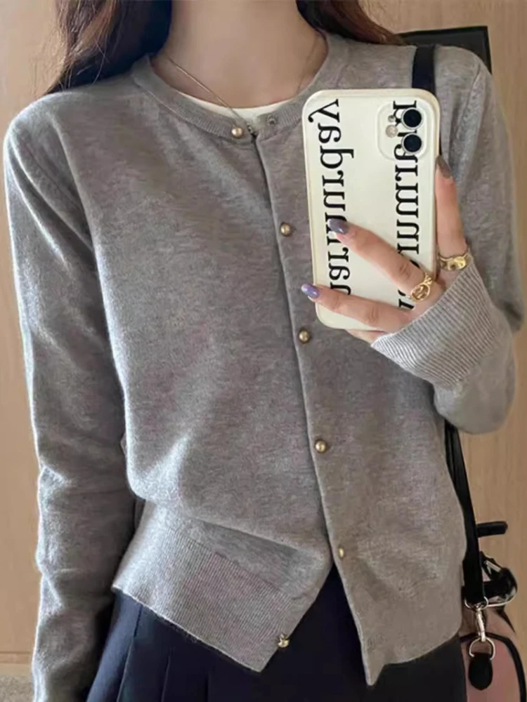 

Fall Winter Knitted Sweaters Women Cardigan Korean Fashion Single Breasted Long Sleeve Jumper Woman Round Neck Cardigans Outwear