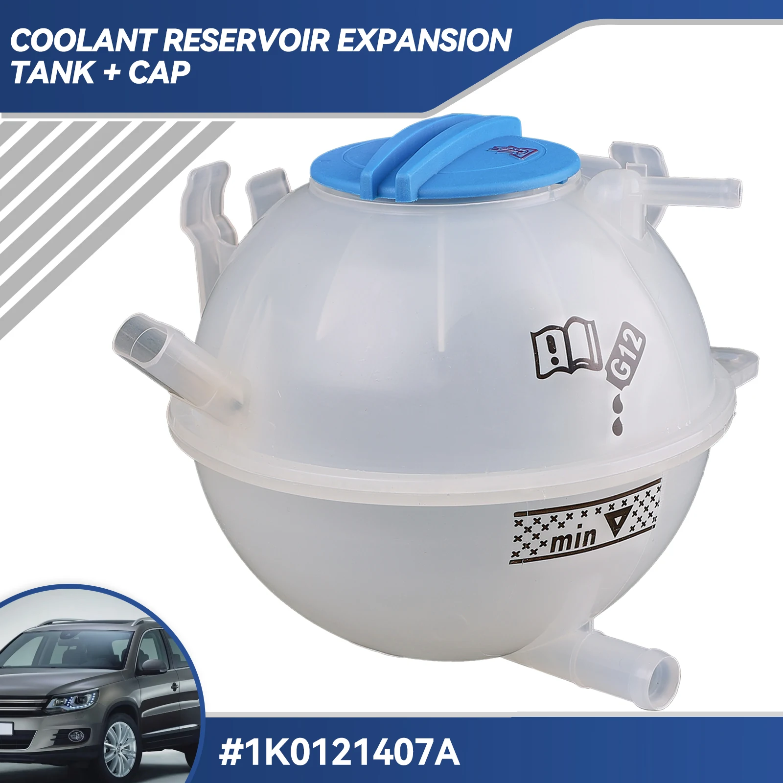 Coolant Reservoir Expansion Header Tank With Cap 1K0121407A fits for VW Volkswagen Beetle Passat CC Golf Audi TT Quattro A3 Q3