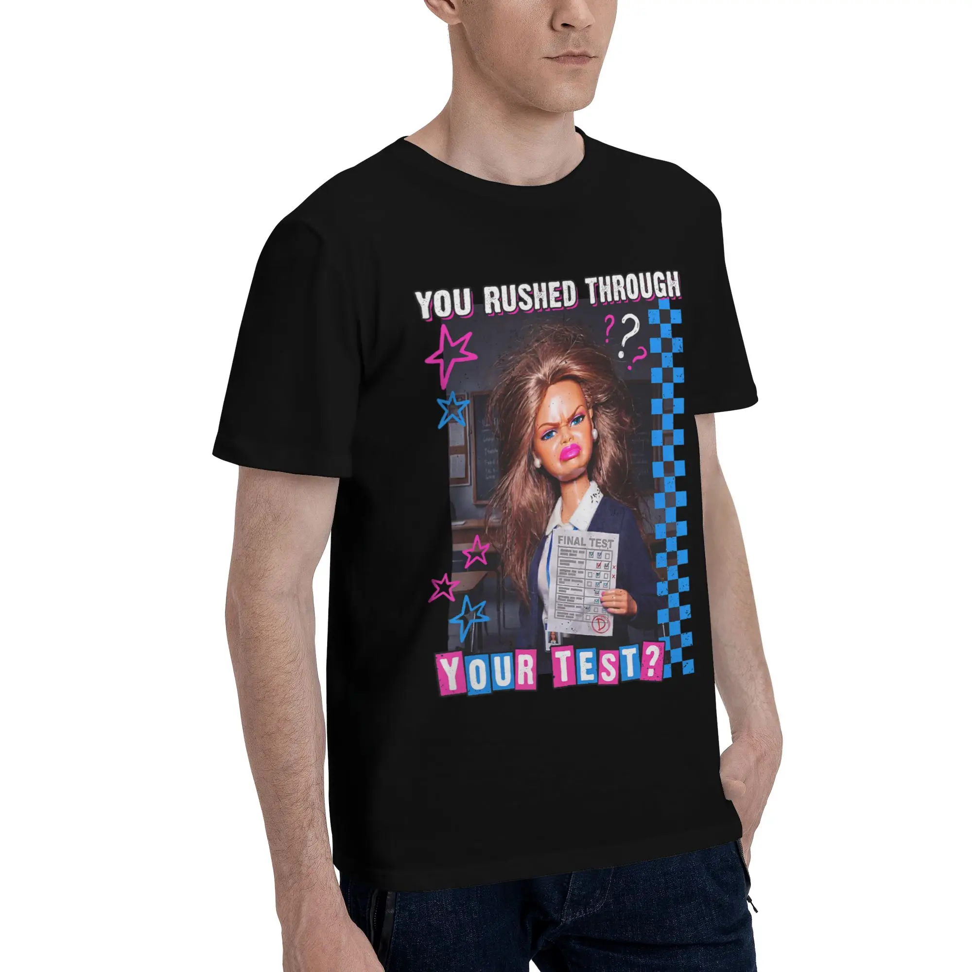 You Rushed Through Your Test Funny Test Day Meme Girl Funny Graphic 100% Cotton T-Shirt  Tees Tops For Men