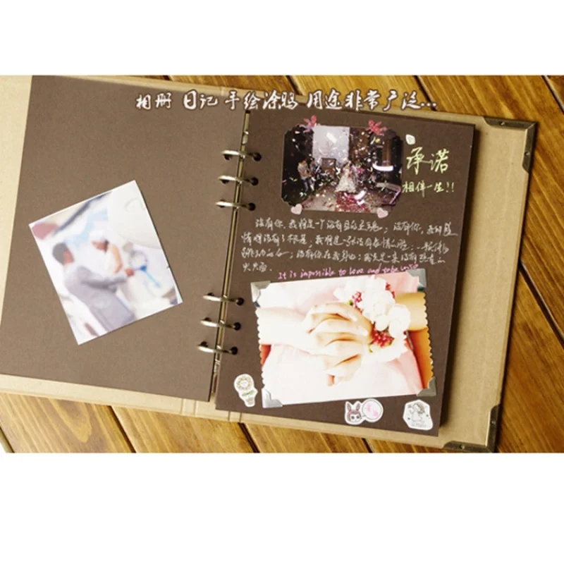 Customized. Blank Loose Notebook Album Kraft Paper Cover Hand Painted Graffiti Diary Book Retro Handmade Journal Book