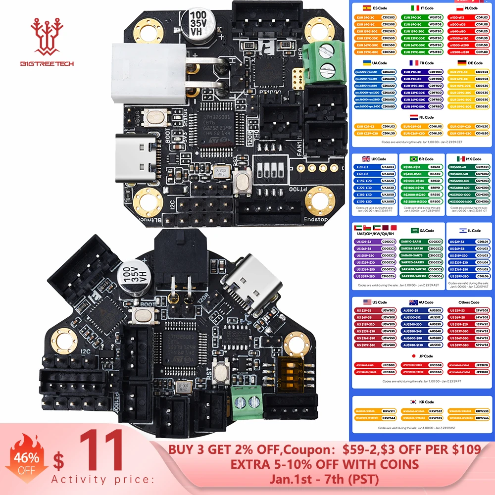 BIGTREETECH EBB36 EBB42 CAN Tool Board Support Canbus PT100 With MAX31865 For U2C Ender3 3D Printer Mainboard Klipper Expansion