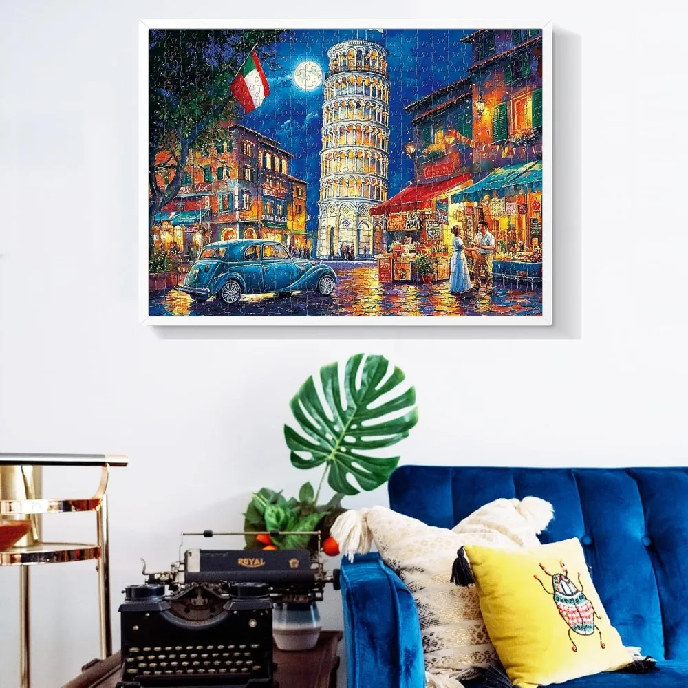 Evening Leaning Tower of Pisa 1000/500/300/120 Piece Jigsaw Puzzle Home Decor for Adult Game Family Fun Puzzles Educational Toys