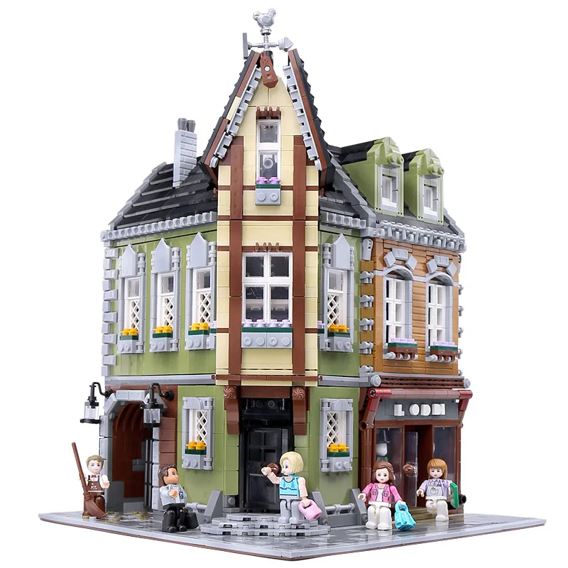 

Ql0919 3473pcs Creative Moc Street View Architecture Corner Mall Building Blocks 5 Dolls Toy