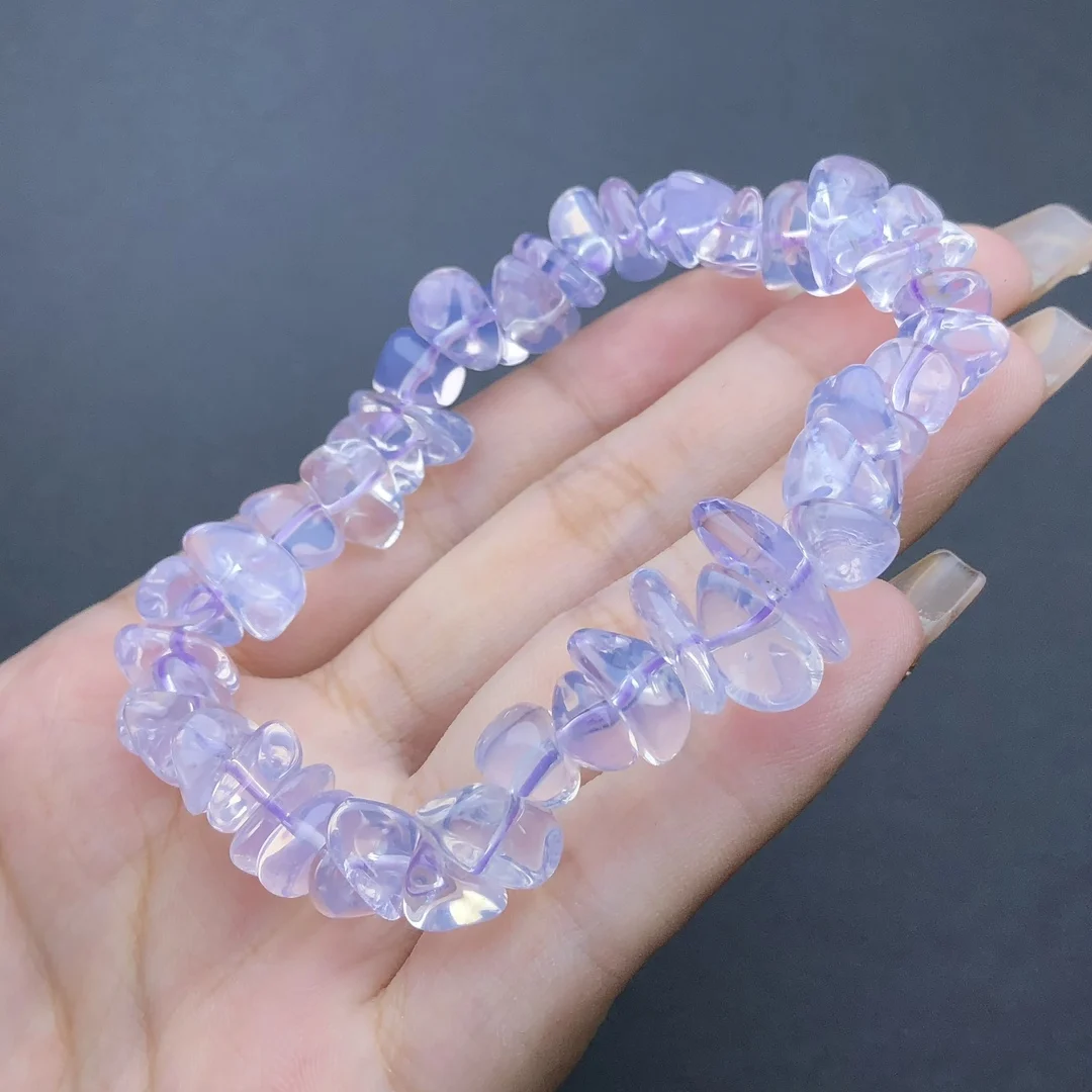 Natural Milky Lavender Amethyst Gravel Stone Bracelet Healing Crystal Colorful Gemstone Yoga Charm Meditation Jewelry Gift 1PCS