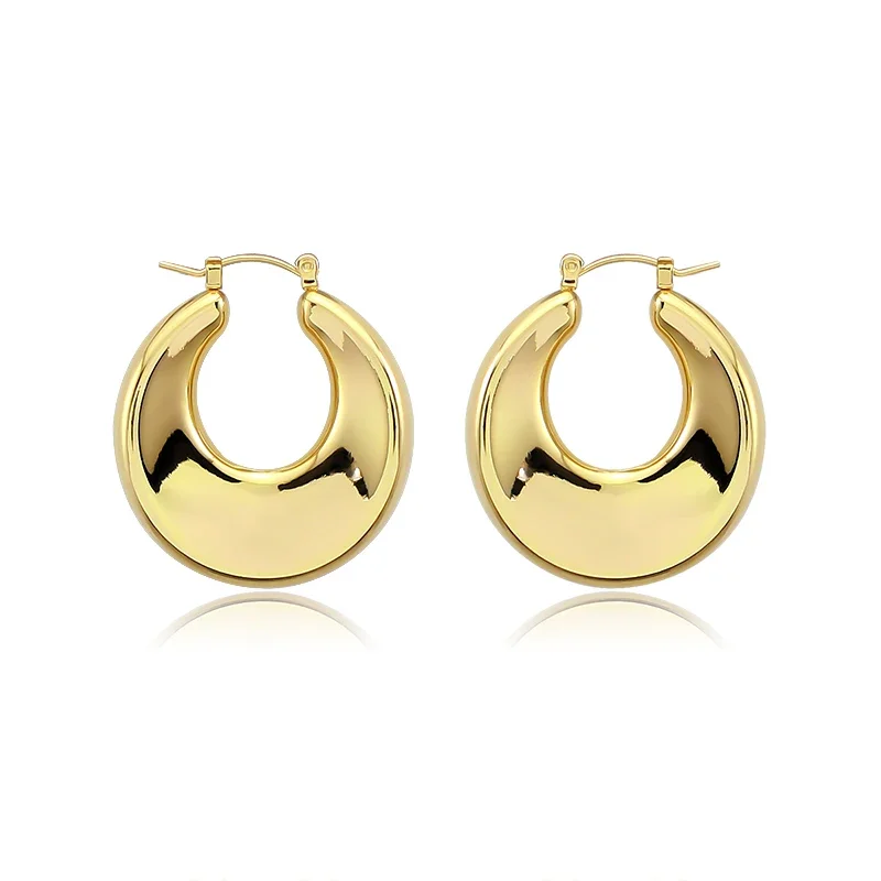 Brincos de aço inoxidável 316L, Novidade Round Earring, Waterproof Gold Hoop, Joalheria Presentes, Novo, Personalizar