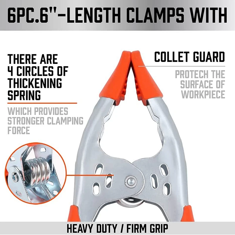 헤비 듀티 용수철 금속 용수철 클램프, 10 피스, 6 인치 용수철 클램프, 2.5 인치 턱 오프닝