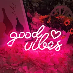 Good Vibes Neon Sign Pink Bedroom Decor Room Wedding Decor Wall Sign Led Neon Light Home Decor Birthday Gifts Neon Night Lights