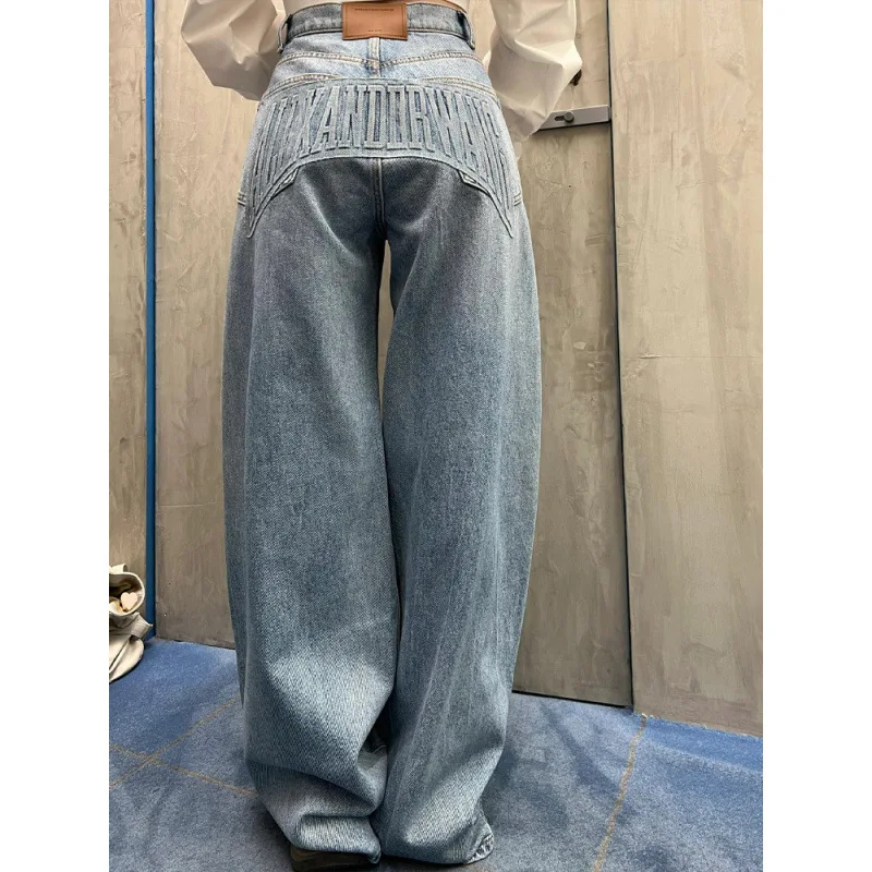 الخريف الشتاء المرأة الأمريكية الرجعية الدنيم السراويل Y2K الرجال واسعة صالح فضفاض جان اليابانية Harajuku الأزرق جان الشرير المد أمي جان