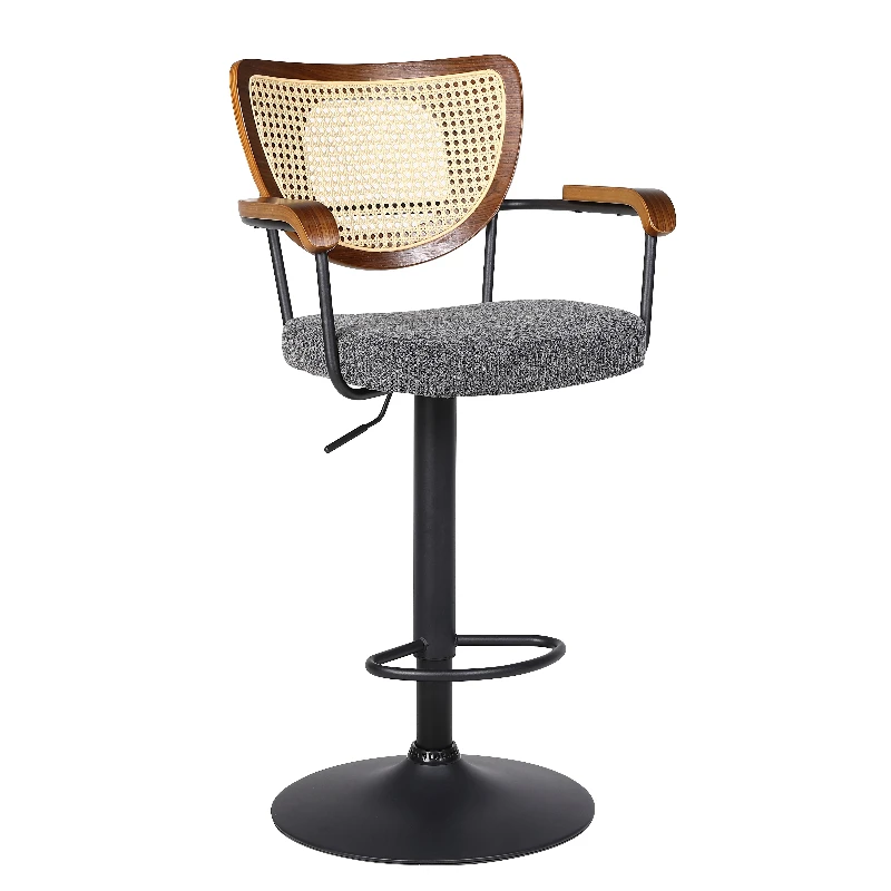 

Modern Stable Swivel Panel Bar Chair Wooden Hollow Backrest Adjustable Seat Height Dining Room Outdoor Living Room School Use