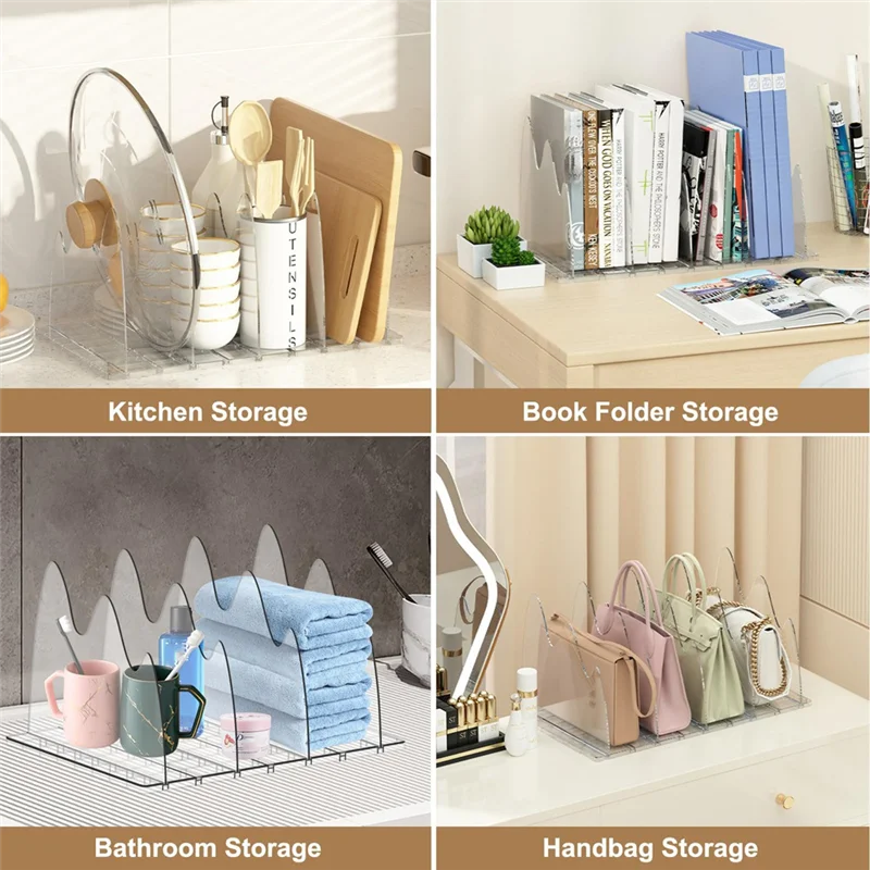 ABXF-Purse Organizer For Closet, 8Pcs Adjustable Clear Handbag Storage Organizer, Shelf Dividers For Bedroom, House, Office