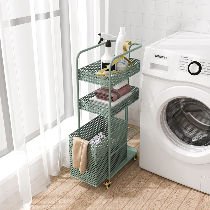 Toilet crevice light luxury trolley dirty clothes basket multi-layer storage basket rack bathroom household partition dirty