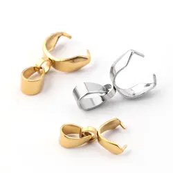 10pcs Stainless Steel Pendant Clasp Pinch Clip Bail Hook Connector Gold Color Silver Color Connecteur Make Necklace Bracelet DIY