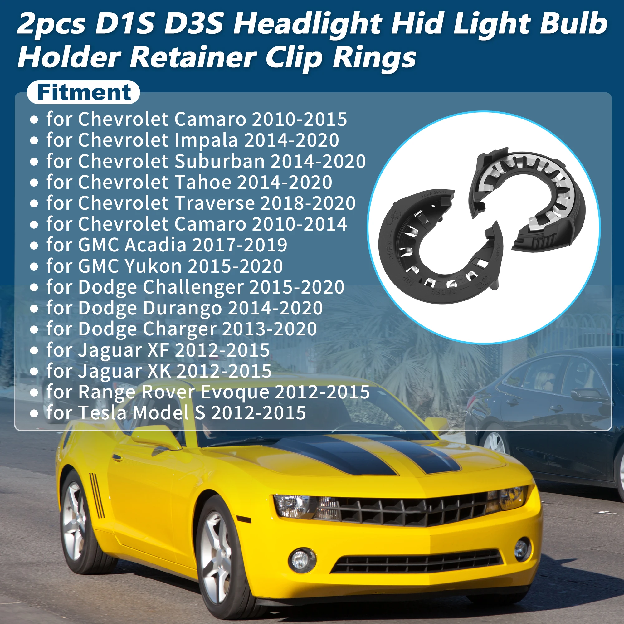 UXCELL 2pc D1S D3S Headlight Hid Light Bulb Holder Retainer Clip Ring for Chevy for GMC