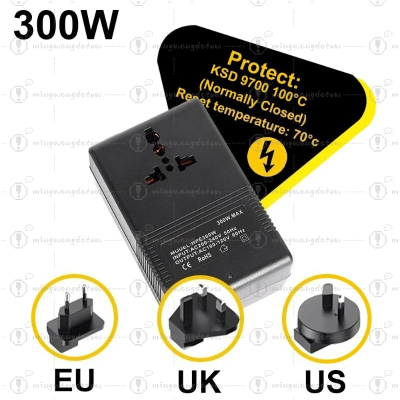 300W Voltage Converter 220V To 110V Transformer Step Down Transformer Voltage Converter Travel Adapter EU/US/UK Plug Inverter