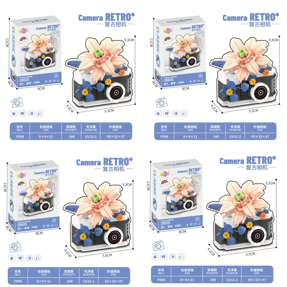 

Creative Camera&Flowers Building Blocks DIY Toys Small Particle Bricks Assembly Puzzle Toys For Kids Gifts Sets