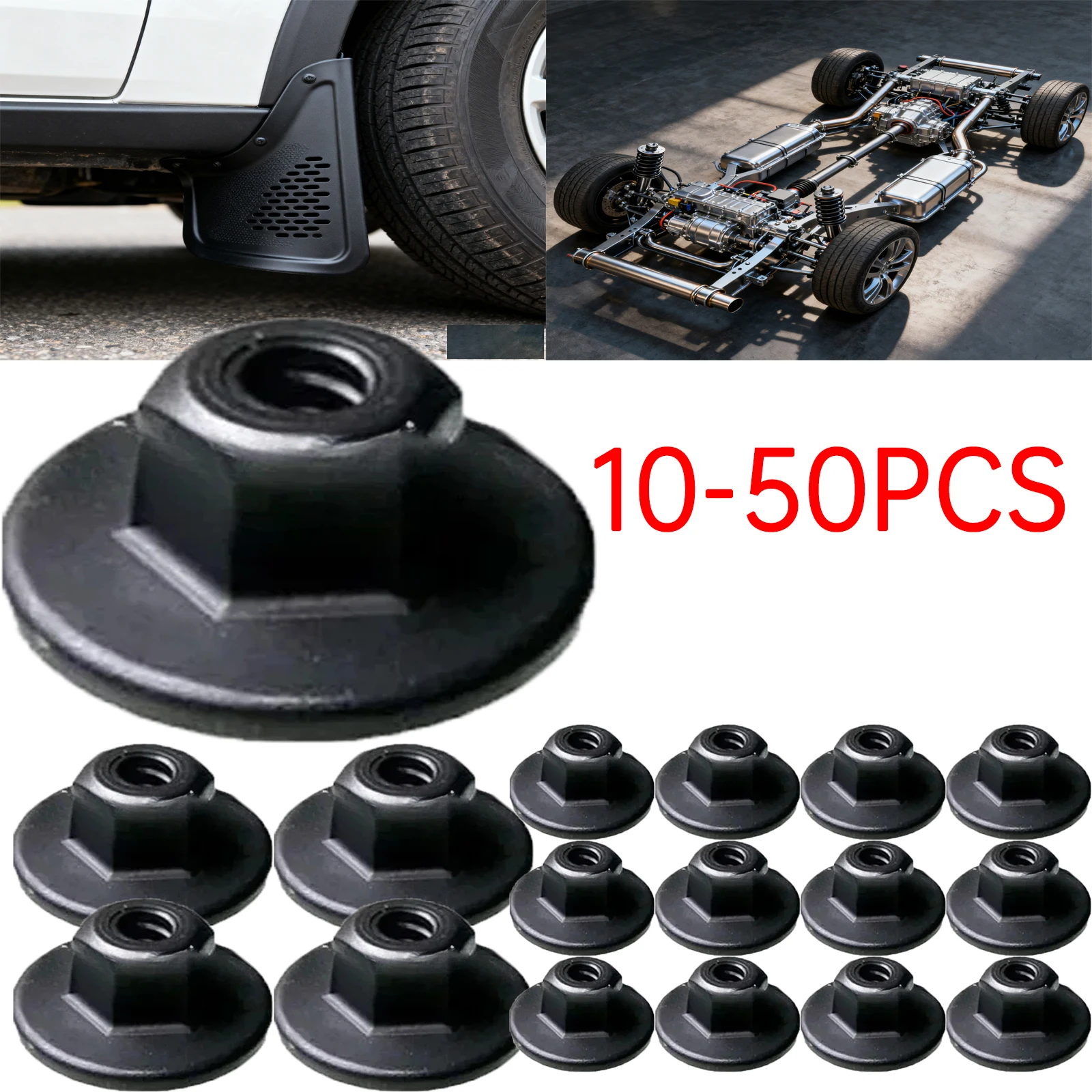 10-50PCS Auto Clips Hex Head Plastic Self-Threading Nut for BMW Retainer Chassis Rear Bumper Splash Shield Car Interior Clip