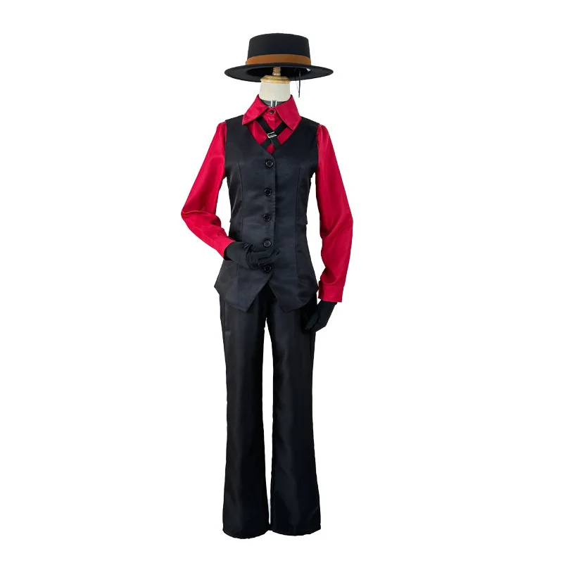 Anime Bungos Nakahara Chuuya Cosplay Costume Red Shirt Uniform Vest Hat Wig Nice Stitching cosplay outfits men Role play party view 2