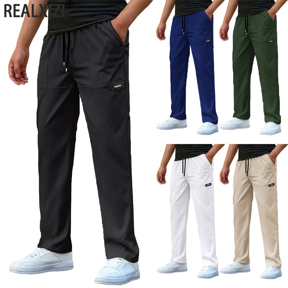 

Men's Casual Pants Sweatpant Breathable Sports Trouser Elastic Waist Straight Wide Joggers Running Workout Long Pants Men