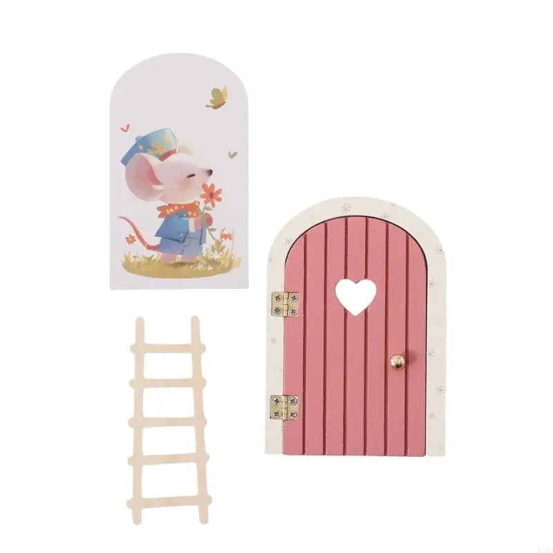 J2HD Wooden Miniature Door Safe Childrens Dollhouses Furniture Decoration