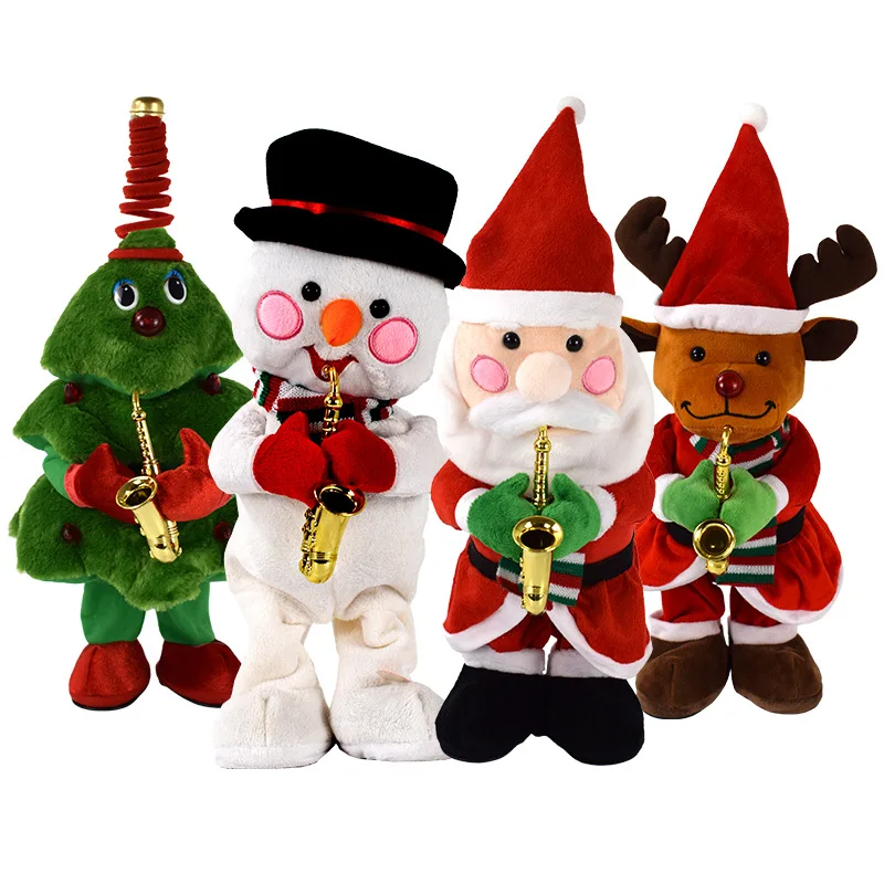 Dancing Christmas Tree Singing Glowing Toys Speaker Wriggle Dancing Sing Toy Talk Plushie Stuffed Toys for Baby Adult Xmas Gift