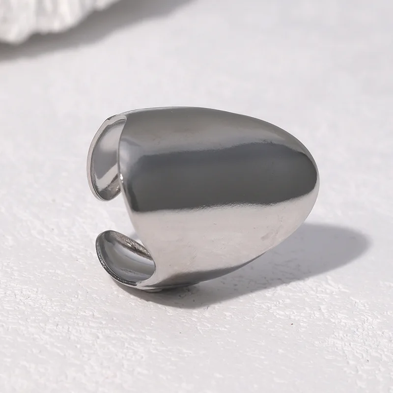 Anillos abiertos clásicos Vintage, joyería Neutral, placa ancha geométrica, anillo liso de acero inoxidable, regalo para el día de la madre Вenimж Garona