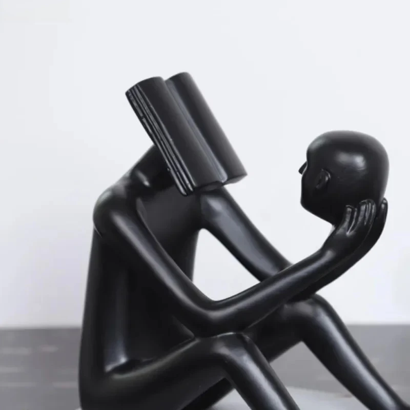 Book Reader Figure Sculpture Room Aesthetic Decor Creative Character Resins Crafts Abstract Figures Statue Desk Decoration