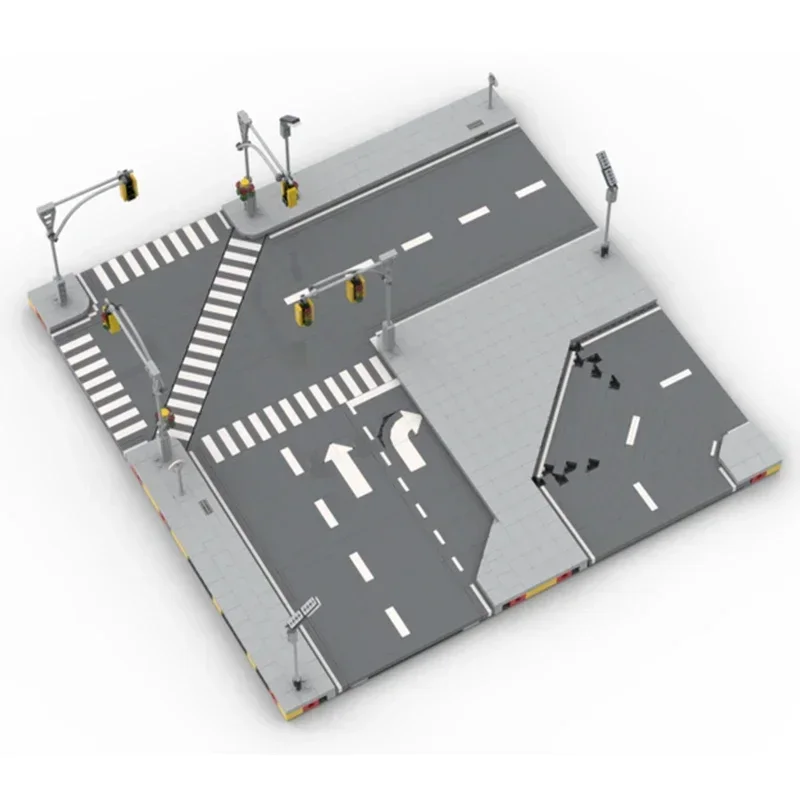 Widok ulicy miasta Model Moc klocki budowlane technologia systemu drogowego klocki modułowe prezenty zabawki świąteczne zestawy DIY montaż