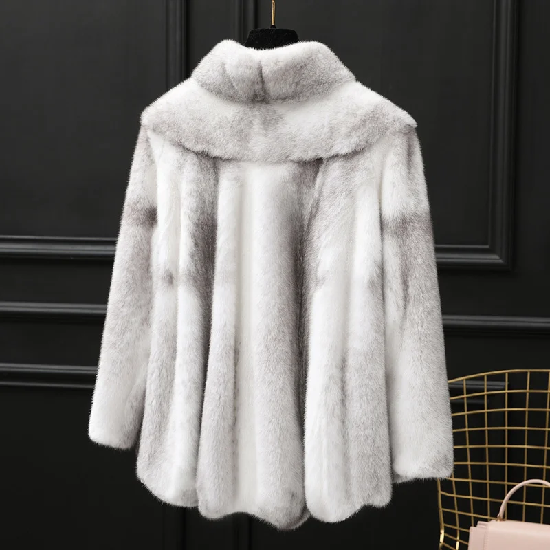 short Cross mink fur coat 2023 women's clothing outerwear jacket coats winter new stand collar fashion models