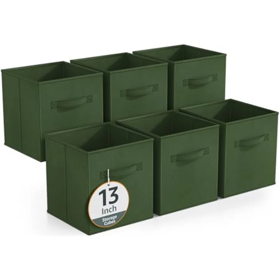 

Storage Bins - Sturdy Collapsible Fabric Storage Cubes with Handle - 6 Foldable Baskets for Organizing Clothes, Toys, Books - S