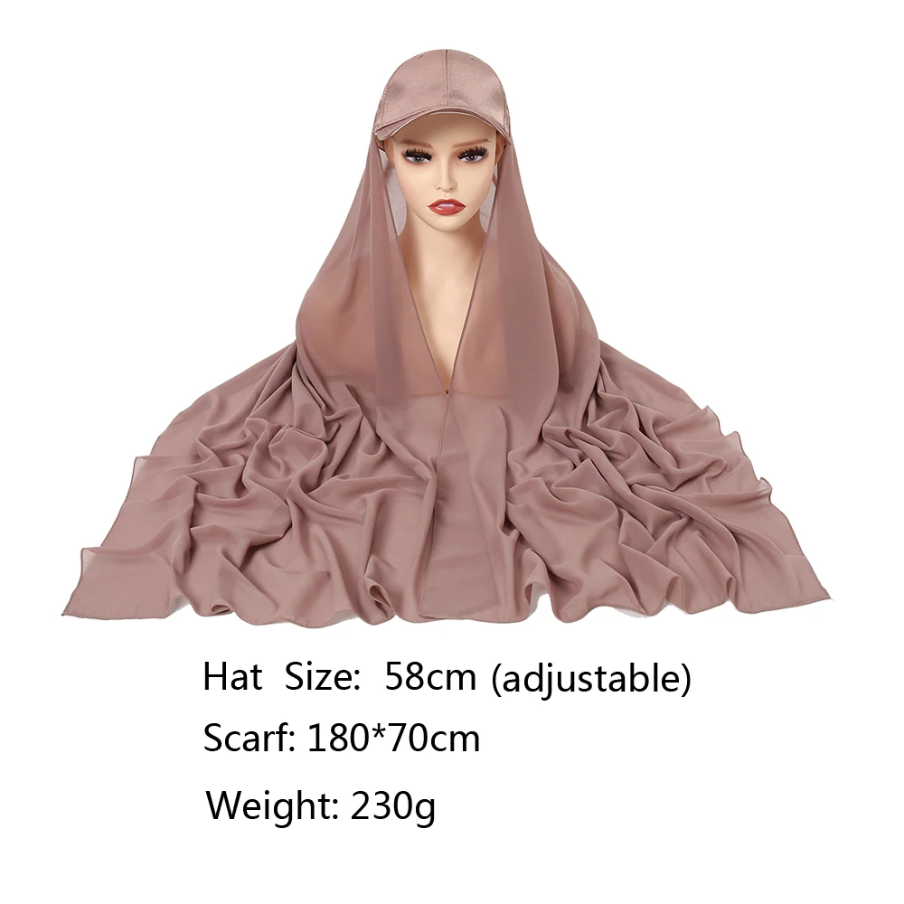 

Ready To Wear Chiffon Hijab With Satin Baseball Cap Fashion Muslim Sports Instant Hijab Shawls Bonnet Caps Bandana Headscarf New