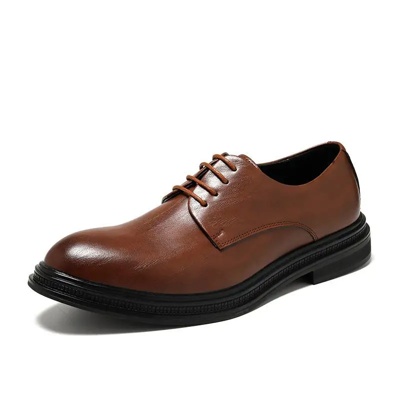 Robe en cuir Brogue pour hommes, chaussures plates, mode rétro, produit authentique, Parker pointu, vêtements de cérémonie de mariage