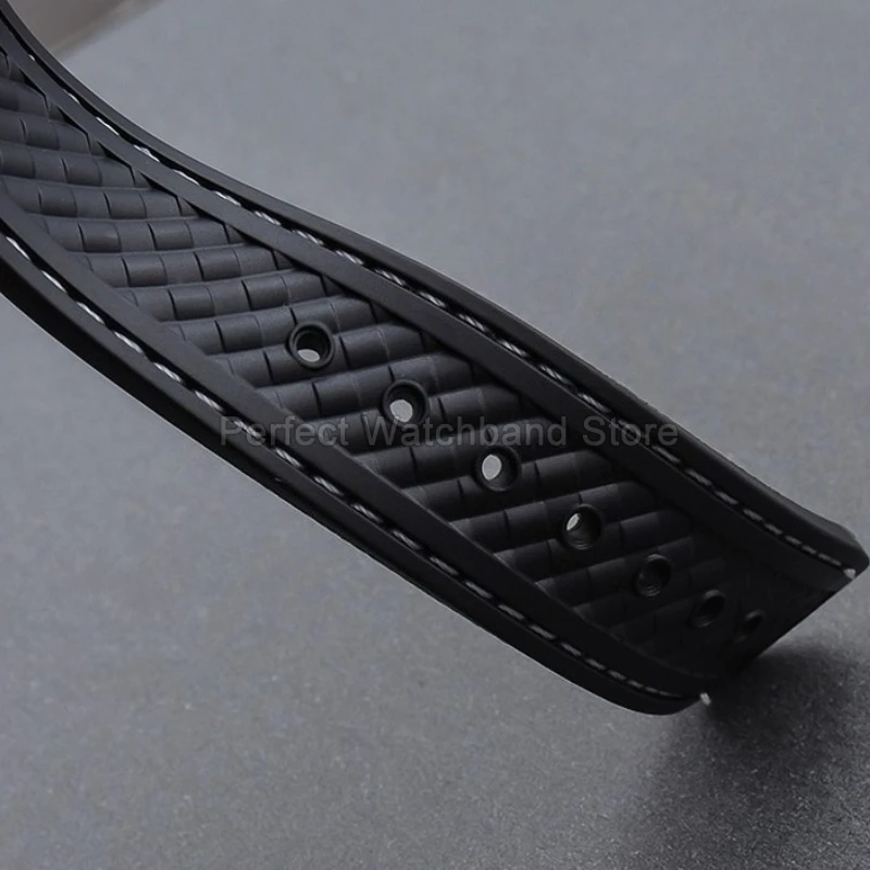 20mm preto azul fivela de aço inoxidável silicone relógio acessório para omega de ville 424 seamaster 300 interface especial pulseira