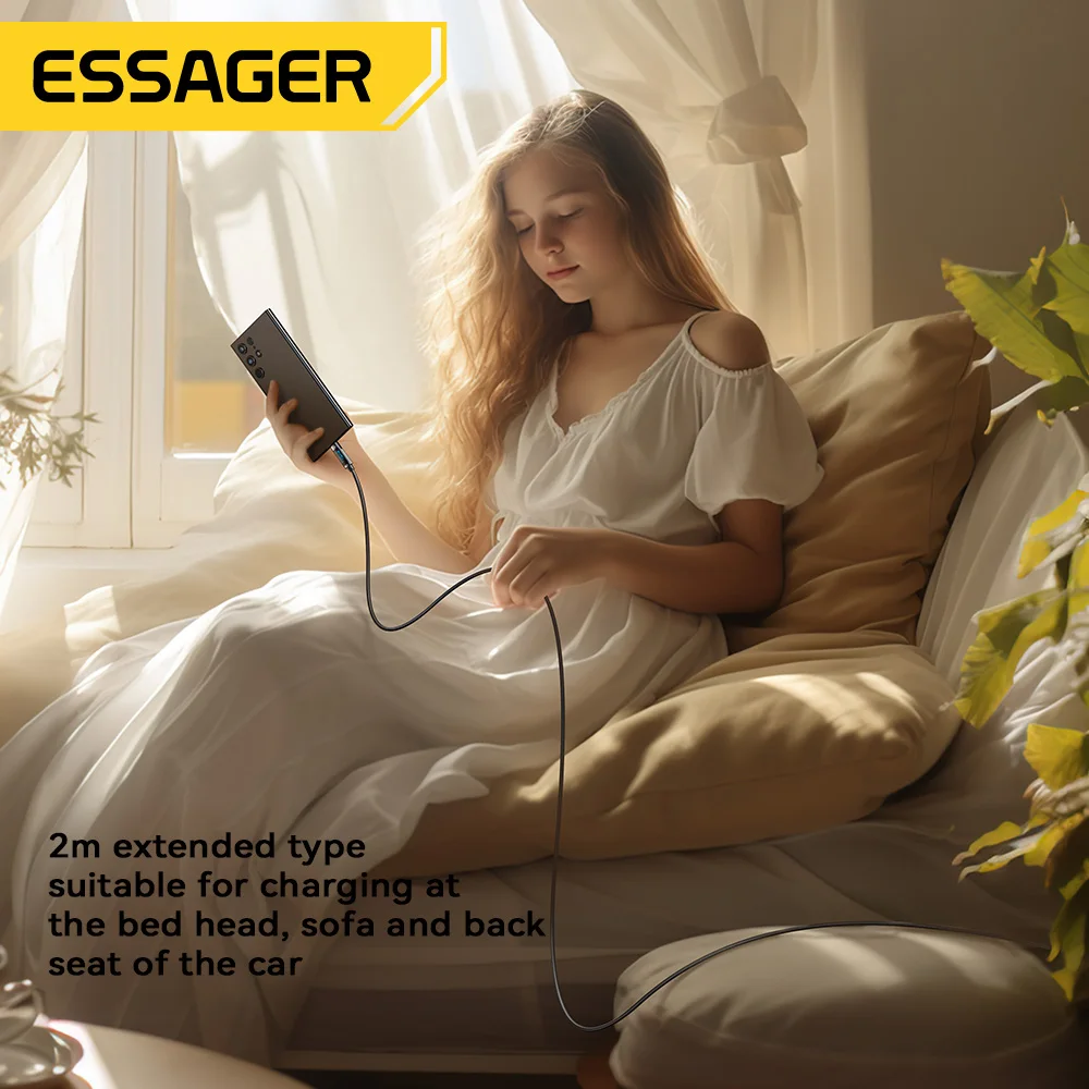 Essager-Cable USB tipo C a USB C con pantalla Digital, Cable de carga rápida PD 3,1, para Macbook Pro, iPhone 16 pro max, 2m, 240W